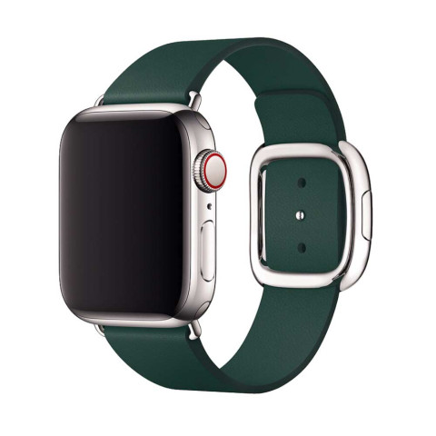 Кожаный ремешок Modern Buckle Leather для Apple Watch 42/44/45mm Silver/Forest green Кожаный ремешок Modern Buckle Leather для Apple Watch 42/44/45mm Silver/Forest green